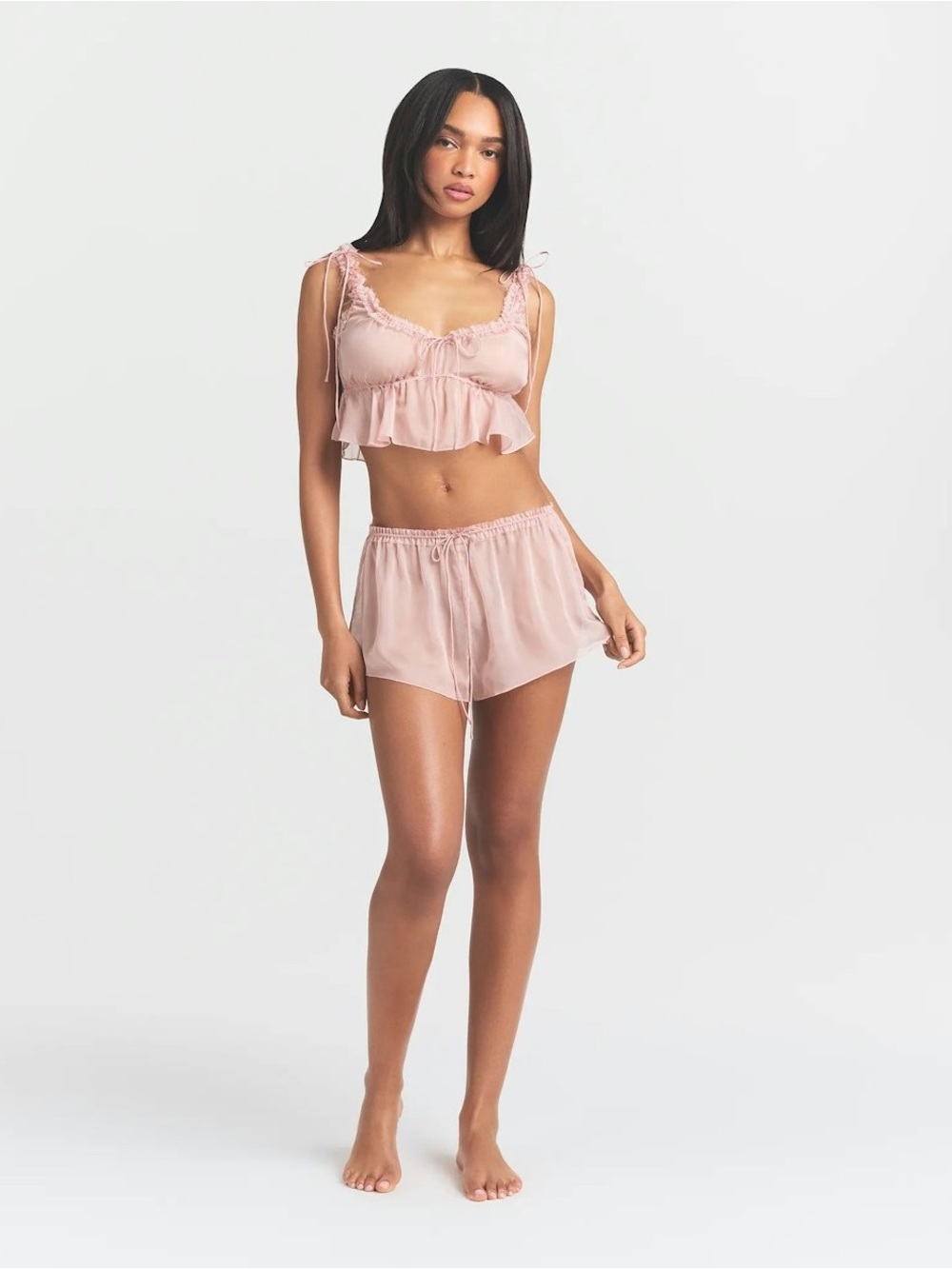 SKIMS Romance Babydoll Top & Short Silk Set - Picture 5 of 5
